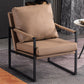 Metal Square Arms Chair Faux Leather Armchair for Living Room