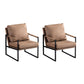 Metal Square Arms Chair Faux Leather Armchair for Living Room