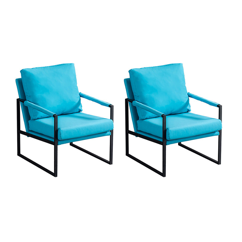 Metal Square Arms Chair Faux Leather Armchair for Living Room