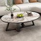Metal Cross Legs Cocktail Table Luxurious Oval Stone Top Coffee Table Black Pandora Gold Clearhalo 'Coffee & Accent Tables' 'Coffee Tables' 'coffee_tables' 'furn' 'furn_coffee_tables' 'Furniture' 'Living Room Furniture' 7135498