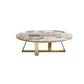 Metal Cross Legs Cocktail Table Luxurious Oval Stone Top Coffee Table Clearhalo 'Coffee & Accent Tables' 'Coffee Tables' 'coffee_tables' 'furn' 'furn_coffee_tables' 'Furniture' 'Living Room Furniture' 7135500