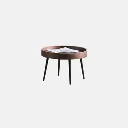 Tray Top Solid Wood Coffee Table Round Single Cocktail Table in Brown 20"L x 20"W x 14"H Black Clearhalo 'Coffee & Accent Tables' 'Coffee Tables' 'coffee_tables' 'furn' 'furn_coffee_tables' 'Furniture' 'Living Room Furniture' 7135551