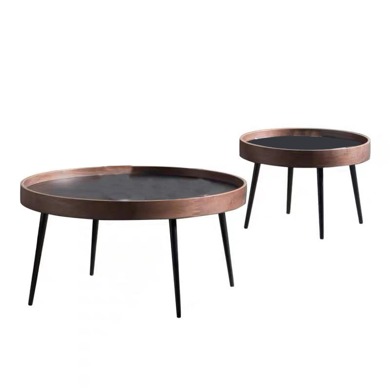 Tray Top Solid Wood Coffee Table Round Single Cocktail Table in Brown Clearhalo 'Coffee & Accent Tables' 'Coffee Tables' 'coffee_tables' 'furn' 'furn_coffee_tables' 'Furniture' 'Living Room Furniture' 7135558