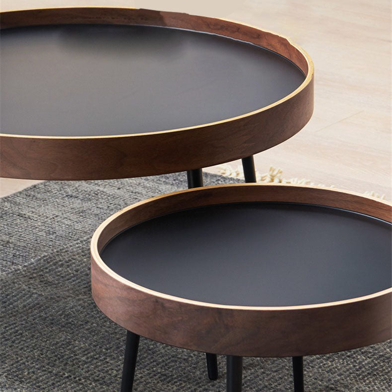 Tray Top Solid Wood Coffee Table Round Single Cocktail Table in Brown Clearhalo 'Coffee & Accent Tables' 'Coffee Tables' 'coffee_tables' 'furn' 'furn_coffee_tables' 'Furniture' 'Living Room Furniture' 7135560
