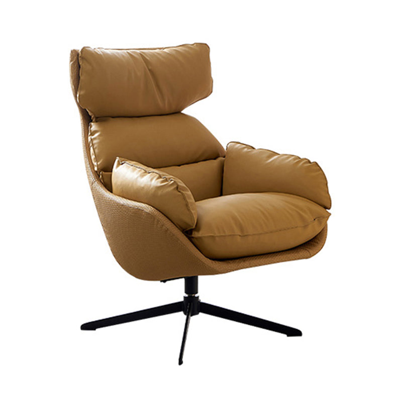 Contemporary Solid Color Arm Chair 4-Star Base Flared Arms Chair Brown Yellow 1 Piece Clearhalo 'Accent Chairs' 'accent_chairs' 'Chairs & Seating' 'furn' 'furn_accent_chairs' 'Furniture' 'Living Room Furniture' 7135765