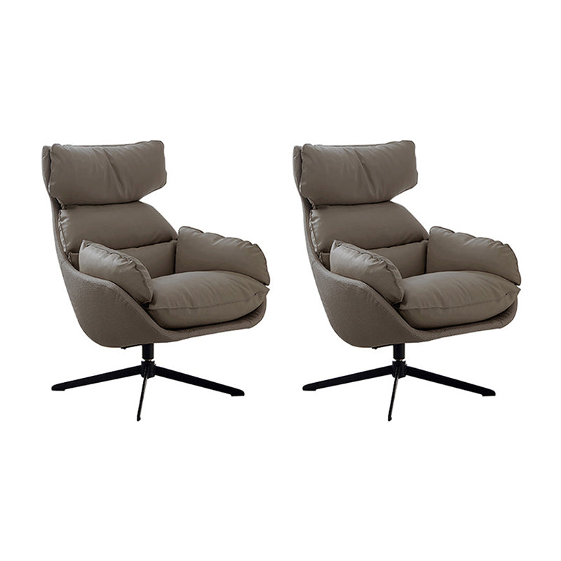 Contemporary Solid Color Arm Chair 4-Star Base Flared Arms Chair Light Gray 2 Piece Set Clearhalo 'Accent Chairs' 'accent_chairs' 'Chairs & Seating' 'furn' 'furn_accent_chairs' 'Furniture' 'Living Room Furniture' 7135780