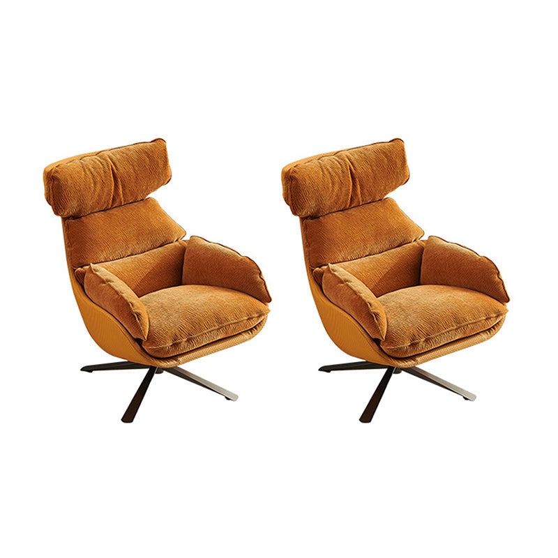 Contemporary Solid Color Arm Chair 4-Star Base Flared Arms Chair Orange 2 Piece Set Clearhalo 'Accent Chairs' 'accent_chairs' 'Chairs & Seating' 'furn' 'furn_accent_chairs' 'Furniture' 'Living Room Furniture' 7135782
