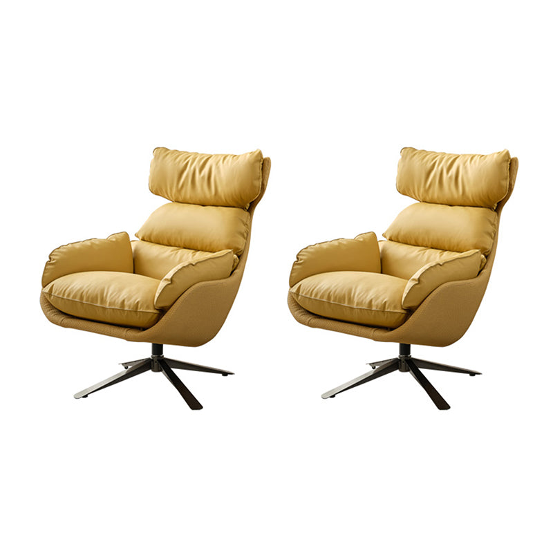 Contemporary Solid Color Arm Chair 4-Star Base Flared Arms Chair Yellow 2 Piece Set Clearhalo 'Accent Chairs' 'accent_chairs' 'Chairs & Seating' 'furn' 'furn_accent_chairs' 'Furniture' 'Living Room Furniture' 7135784