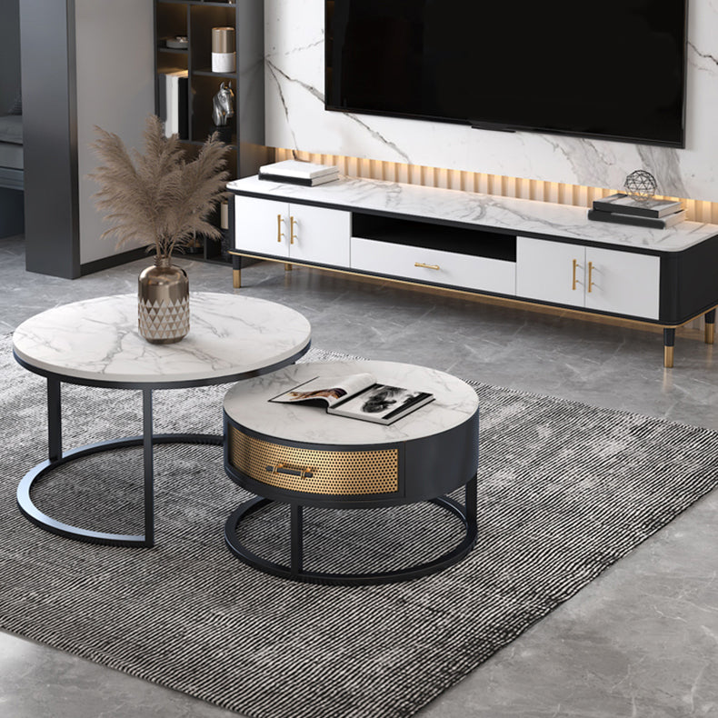 Frame 2 Nesting Coffee Table Set Modern Slate Cocktail Table with Drawer Clearhalo 'Coffee & Accent Tables' 'Coffee Tables' 'coffee_tables' 'furn' 'furn_coffee_tables' 'Furniture' 'Living Room Furniture' 7135880