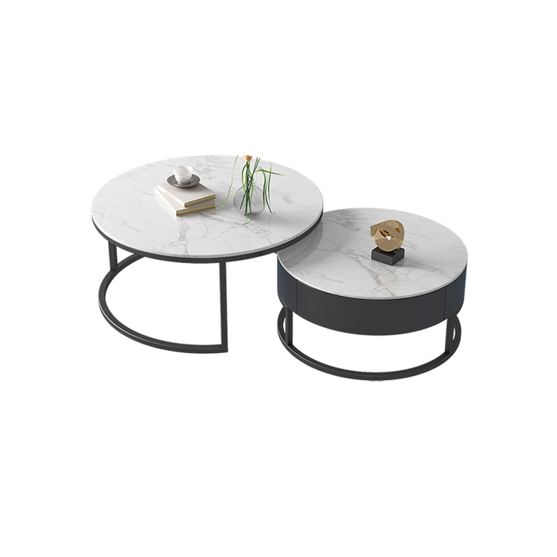 Frame 2 Nesting Coffee Table Set Modern Slate Cocktail Table with Drawer White Clearhalo 'Coffee & Accent Tables' 'Coffee Tables' 'coffee_tables' 'furn' 'furn_coffee_tables' 'Furniture' 'Living Room Furniture' 7135883