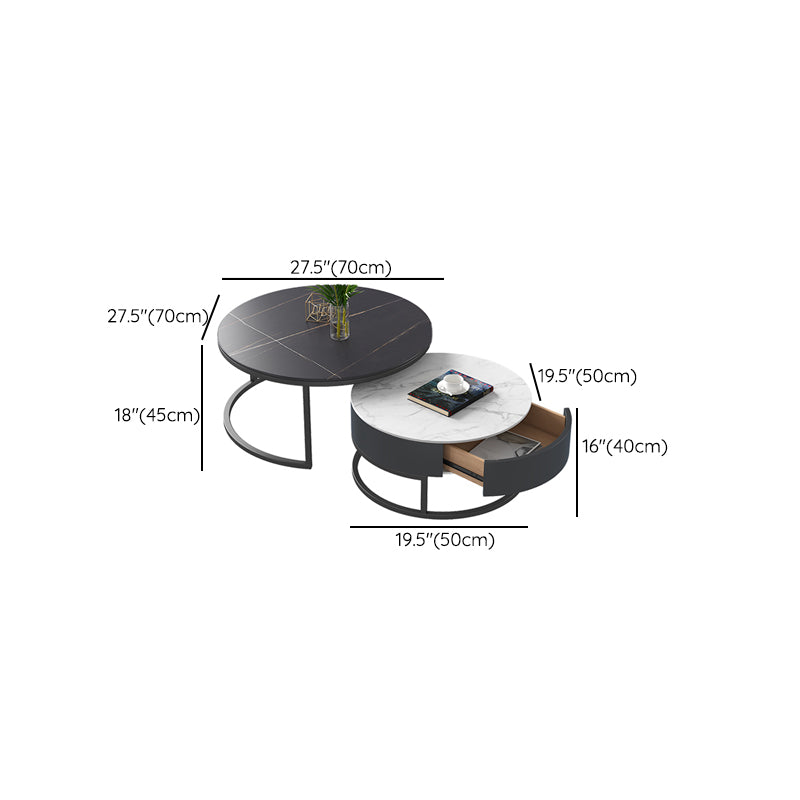 Frame 2 Nesting Coffee Table Set Modern Slate Cocktail Table with Drawer Clearhalo 'Coffee & Accent Tables' 'Coffee Tables' 'coffee_tables' 'furn' 'furn_coffee_tables' 'Furniture' 'Living Room Furniture' 7135889