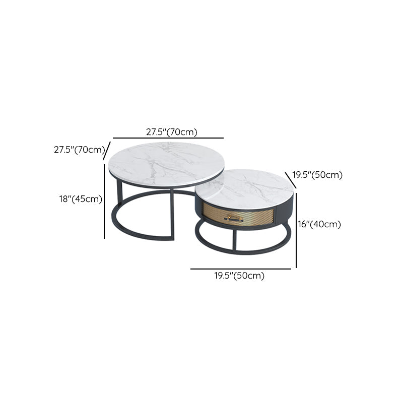 Frame 2 Nesting Coffee Table Set Modern Slate Cocktail Table with Drawer Clearhalo 'Coffee & Accent Tables' 'Coffee Tables' 'coffee_tables' 'furn' 'furn_coffee_tables' 'Furniture' 'Living Room Furniture' 7135893