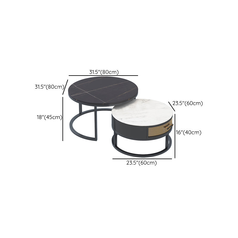 Frame 2 Nesting Coffee Table Set Modern Slate Cocktail Table with Drawer Clearhalo 'Coffee & Accent Tables' 'Coffee Tables' 'coffee_tables' 'furn' 'furn_coffee_tables' 'Furniture' 'Living Room Furniture' 7135897