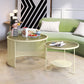 Round GlassCoffee Table Tropical No Distressing Coffee Table Set with Shelf Clearhalo 'Coffee & Accent Tables' 'Coffee Tables' 'coffee_tables' 'furn' 'furn_coffee_tables' 'Furniture' 'Living Room Furniture' 7135899