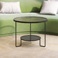 Round GlassCoffee Table Tropical No Distressing Coffee Table Set with Shelf Black Clearhalo 'Coffee & Accent Tables' 'Coffee Tables' 'coffee_tables' 'furn' 'furn_coffee_tables' 'Furniture' 'Living Room Furniture' 7135900