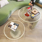 Round GlassCoffee Table Tropical No Distressing Coffee Table Set with Shelf Clearhalo 'Coffee & Accent Tables' 'Coffee Tables' 'coffee_tables' 'furn' 'furn_coffee_tables' 'Furniture' 'Living Room Furniture' 7135904
