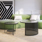 Round GlassCoffee Table Tropical No Distressing Coffee Table Set with Shelf 31.5"L x 31.5"W x 20"H + 24"L x 24"W x 18"H Gloss Black Clearhalo 'Coffee & Accent Tables' 'Coffee Tables' 'coffee_tables' 'furn' 'furn_coffee_tables' 'Furniture' 'Living Room Furniture' 7135910