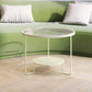 Round GlassCoffee Table Tropical No Distressing Coffee Table Set with Shelf 24"L x 24"W x 18"H Gloss White Clearhalo 'Coffee & Accent Tables' 'Coffee Tables' 'coffee_tables' 'furn' 'furn_coffee_tables' 'Furniture' 'Living Room Furniture' 7135912