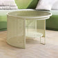 Round GlassCoffee Table Tropical No Distressing Coffee Table Set with Shelf Clearhalo 'Coffee & Accent Tables' 'Coffee Tables' 'coffee_tables' 'furn' 'furn_coffee_tables' 'Furniture' 'Living Room Furniture' 7135914