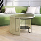 Round GlassCoffee Table Tropical No Distressing Coffee Table Set with Shelf 28"L x 28"W x 18"H + 20"L x 20"W x 16"H White-Black Clearhalo 'Coffee & Accent Tables' 'Coffee Tables' 'coffee_tables' 'furn' 'furn_coffee_tables' 'Furniture' 'Living Room Furniture' 7135918