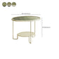 Round GlassCoffee Table Tropical No Distressing Coffee Table Set with Shelf Clearhalo 'Coffee & Accent Tables' 'Coffee Tables' 'coffee_tables' 'furn' 'furn_coffee_tables' 'Furniture' 'Living Room Furniture' 7135926