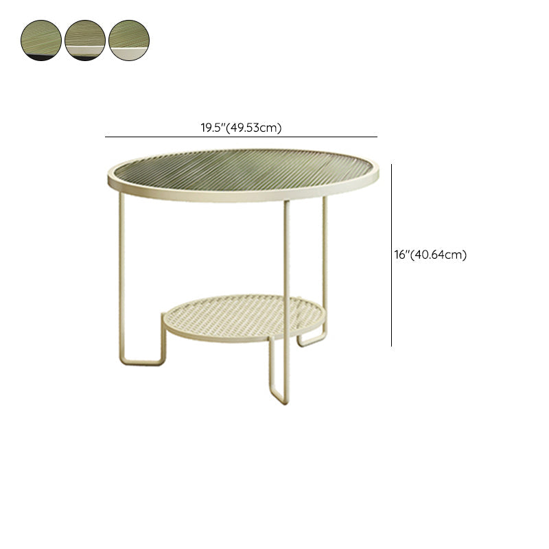 Round GlassCoffee Table Tropical No Distressing Coffee Table Set with Shelf Clearhalo 'Coffee & Accent Tables' 'Coffee Tables' 'coffee_tables' 'furn' 'furn_coffee_tables' 'Furniture' 'Living Room Furniture' 7135926