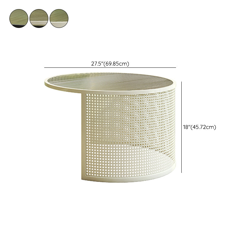 Round GlassCoffee Table Tropical No Distressing Coffee Table Set with Shelf Clearhalo 'Coffee & Accent Tables' 'Coffee Tables' 'coffee_tables' 'furn' 'furn_coffee_tables' 'Furniture' 'Living Room Furniture' 7135927