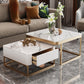 Frame Slate Coffee Table Glam Nesting Coffee Table Set with Drawer White Gold Clearhalo 'Coffee & Accent Tables' 'Coffee Tables' 'coffee_tables' 'furn' 'furn_coffee_tables' 'Furniture' 'Living Room Furniture' 7135983