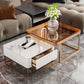 Frame Slate Coffee Table Glam Nesting Coffee Table Set with Drawer White-Gold Gold Clearhalo 'Coffee & Accent Tables' 'Coffee Tables' 'coffee_tables' 'furn' 'furn_coffee_tables' 'Furniture' 'Living Room Furniture' 7135984