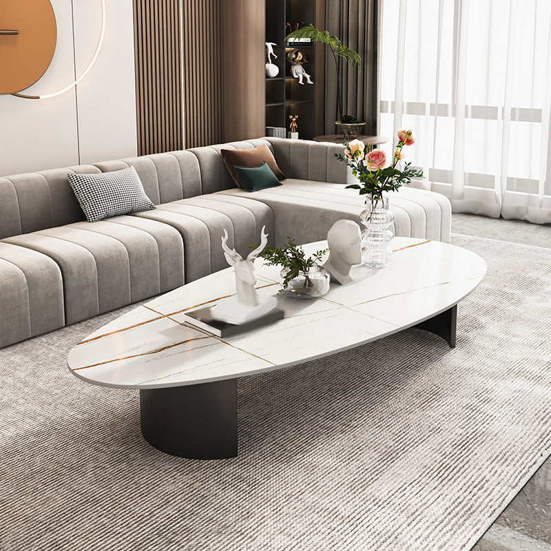 2 Legs Single Coffee Table Slate Oval Coffee Table with Storage
