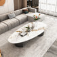2 Legs Single Coffee Table Slate Oval Coffee Table with Storage
