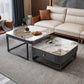 Slate Coffee Table Glam Frame Nesting Coffee Table Set with Drawer 31"L x 31"W x 16"H + 24"L x 24"W x 12"H White Black Clearhalo 'Coffee & Accent Tables' 'Coffee Tables' 'coffee_tables' 'furn' 'furn_coffee_tables' 'Furniture' 'Living Room Furniture' 7136042