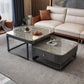 Slate Coffee Table Glam Frame Nesting Coffee Table Set with Drawer 31"L x 31"W x 16"H + 24"L x 24"W x 12"H Grey Black Clearhalo 'Coffee & Accent Tables' 'Coffee Tables' 'coffee_tables' 'furn' 'furn_coffee_tables' 'Furniture' 'Living Room Furniture' 7136043