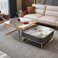 Slate Coffee Table Glam Frame Nesting Coffee Table Set with Drawer 31"L x 31"W x 16"H + 24"L x 24"W x 12"H White Gold Clearhalo 'Coffee & Accent Tables' 'Coffee Tables' 'coffee_tables' 'furn' 'furn_coffee_tables' 'Furniture' 'Living Room Furniture' 7136045