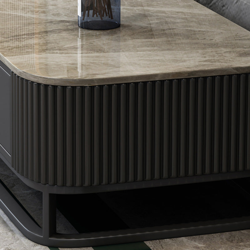 Slate Coffee Table Glam Frame Nesting Coffee Table Set with Drawer Clearhalo 'Coffee & Accent Tables' 'Coffee Tables' 'coffee_tables' 'furn' 'furn_coffee_tables' 'Furniture' 'Living Room Furniture' 7136048