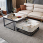 Slate Coffee Table Glam Frame Nesting Coffee Table Set with Drawer 31"L x 31"W x 16"H + 24"L x 24"W x 12"H Marble Black Clearhalo 'Coffee & Accent Tables' 'Coffee Tables' 'coffee_tables' 'furn' 'furn_coffee_tables' 'Furniture' 'Living Room Furniture' 7136051