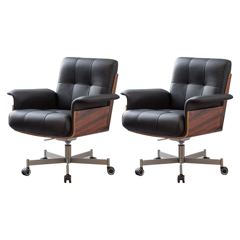 Modern Desk Chair Fixed Arms Upholstered No Distressing Office Chair 2 Piece Set Casters Included Clearhalo 'furn' 'furn_office_chair' 'Furniture' 'Office Chairs' 'Office Furniture' 'office_chair' 7136650