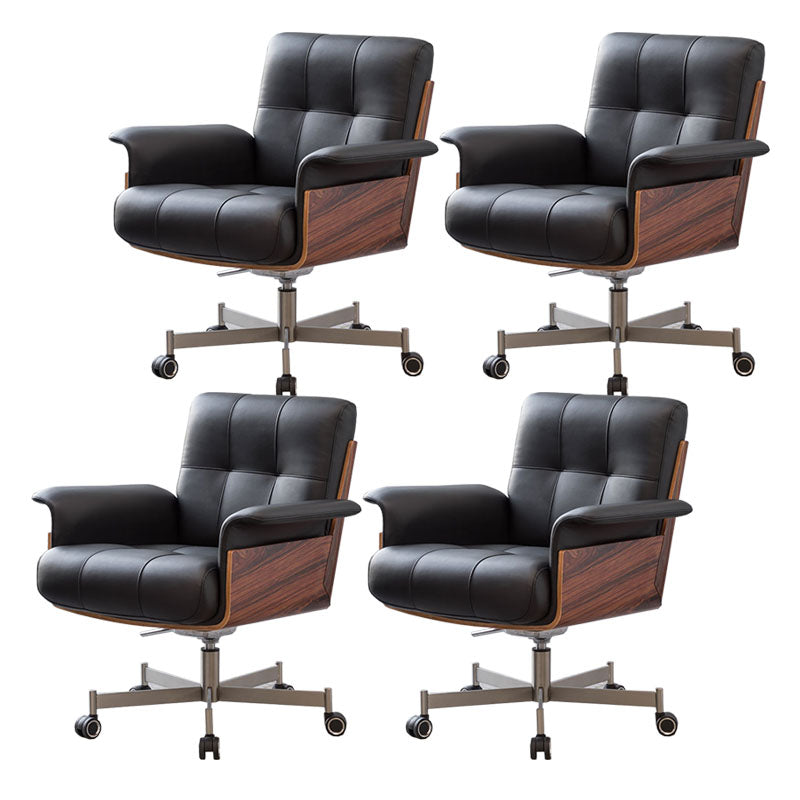 Modern Desk Chair Fixed Arms Upholstered No Distressing Office Chair 4 Piece Set Casters Included Clearhalo 'furn' 'furn_office_chair' 'Furniture' 'Office Chairs' 'Office Furniture' 'office_chair' 7136652