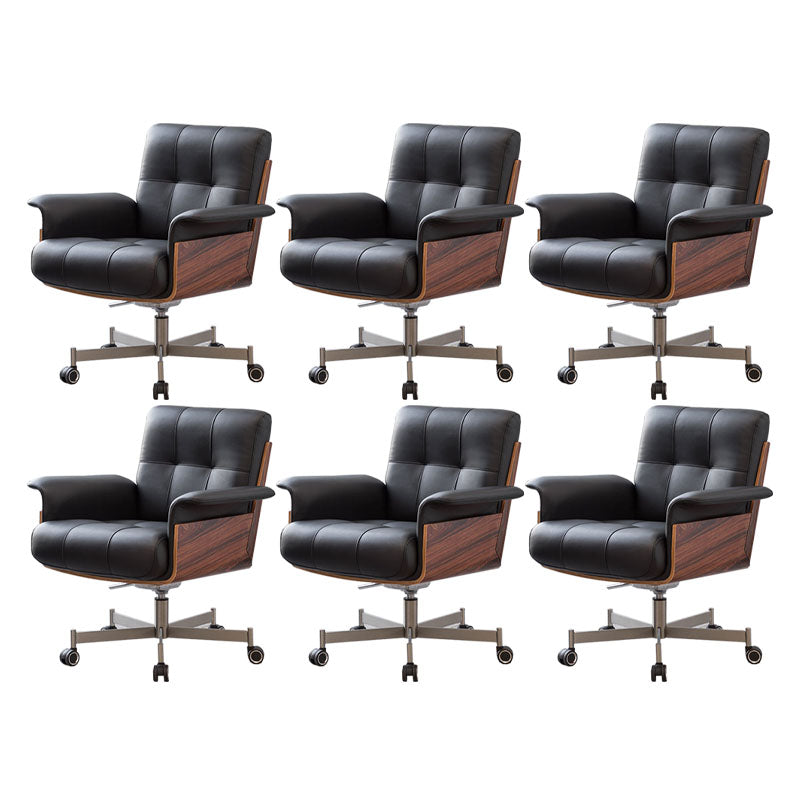 Modern Desk Chair Fixed Arms Upholstered No Distressing Office Chair 6 Piece Set Casters Included Clearhalo 'furn' 'furn_office_chair' 'Furniture' 'Office Chairs' 'Office Furniture' 'office_chair' 7136654
