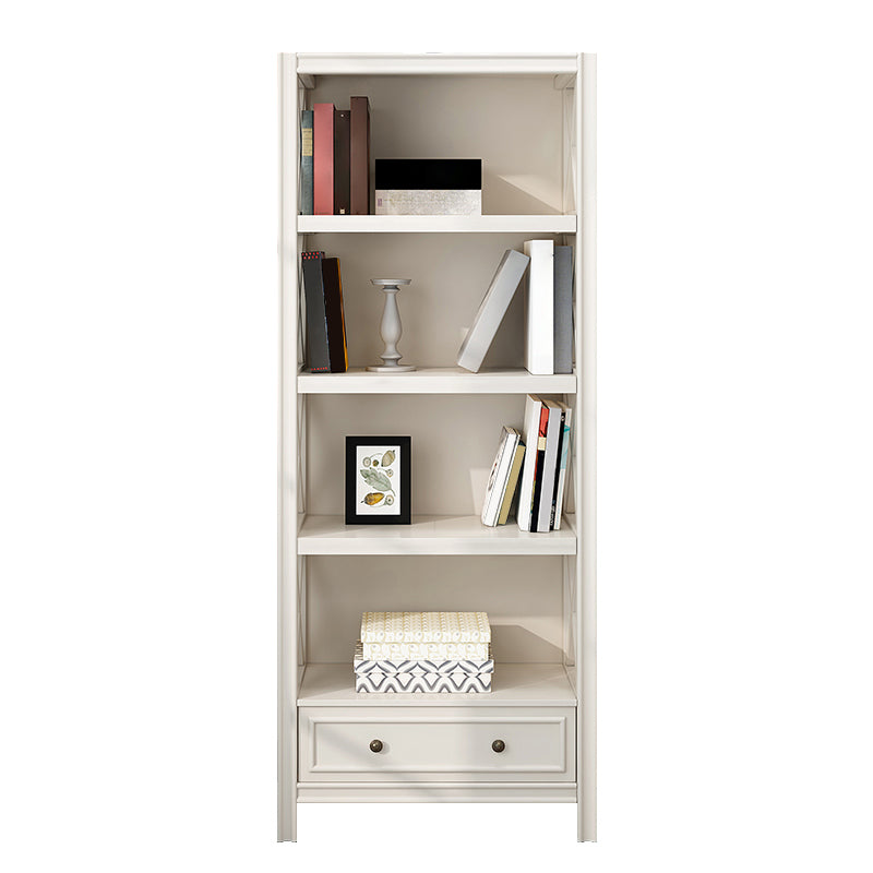 Wooden Standard Bookshelf Contemporary Closed Back Bookcase with Drawers