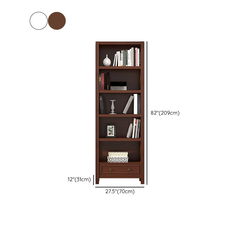 Wooden Standard Bookshelf Contemporary Closed Back Bookcase with Drawers