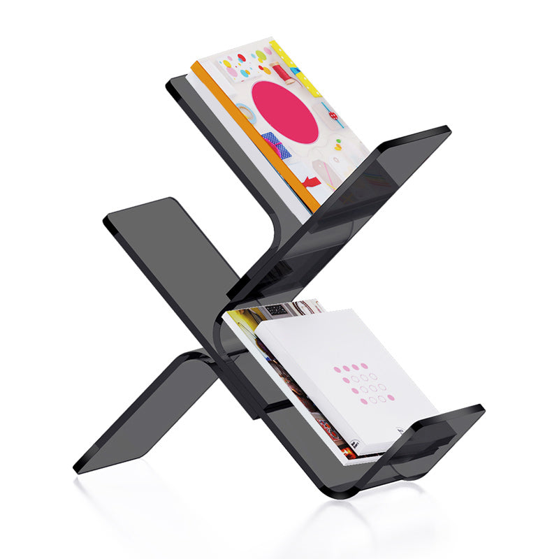 Modern Open Back Standard Bookshelf Acrylic Bookcase with Shelves for Study Room 24.4"L x 7.9"W x 23.2"H Black Clearhalo 'Bookcases' 'furn' 'furn_bookcases' 'Furniture' 'Office Furniture' 7139027