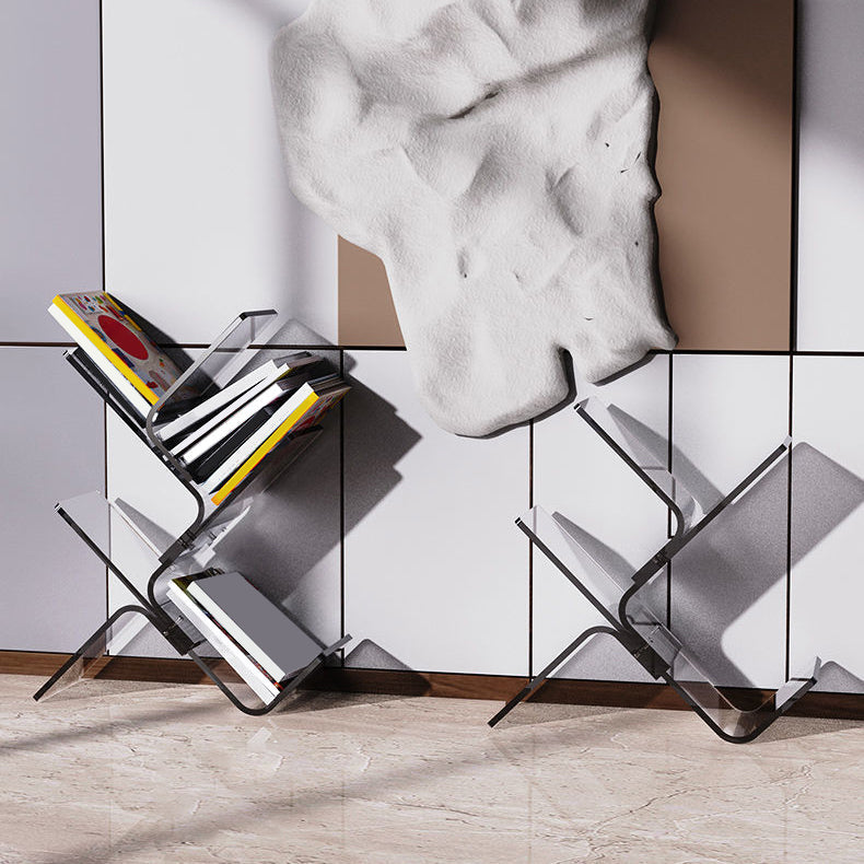 Modern Open Back Standard Bookshelf Acrylic Bookcase with Shelves for Study Room Clearhalo 'Bookcases' 'furn' 'furn_bookcases' 'Furniture' 'Office Furniture' 7139032