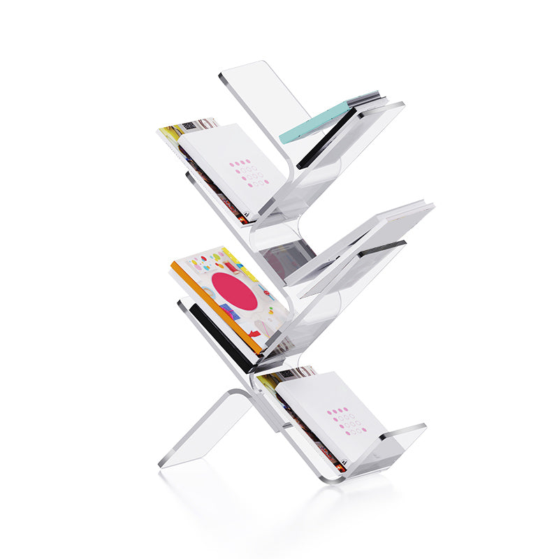 Modern Open Back Standard Bookshelf Acrylic Bookcase with Shelves for Study Room Clearhalo 'Bookcases' 'furn' 'furn_bookcases' 'Furniture' 'Office Furniture' 7139033