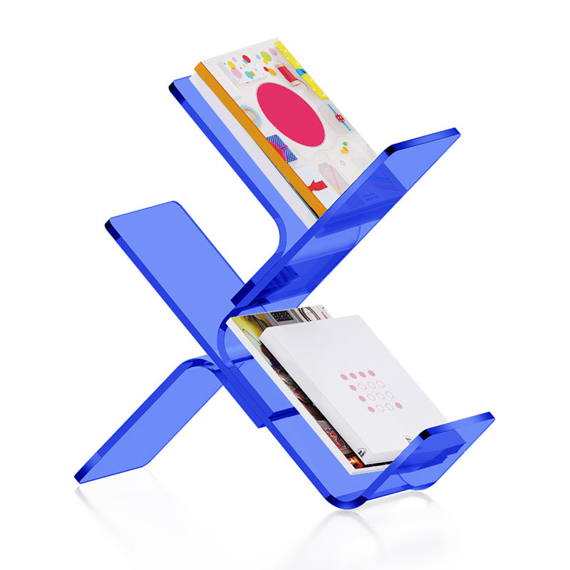 Modern Open Back Standard Bookshelf Acrylic Bookcase with Shelves for Study Room 24.4"L x 7.9"W x 23.2"H Blue Clearhalo 'Bookcases' 'furn' 'furn_bookcases' 'Furniture' 'Office Furniture' 7139036