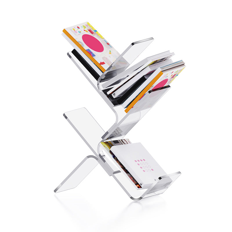 Modern Open Back Standard Bookshelf Acrylic Bookcase with Shelves for Study Room 24.4"L x 7.9"W x 29.5"H Clear Clearhalo 'Bookcases' 'furn' 'furn_bookcases' 'Furniture' 'Office Furniture' 7139041