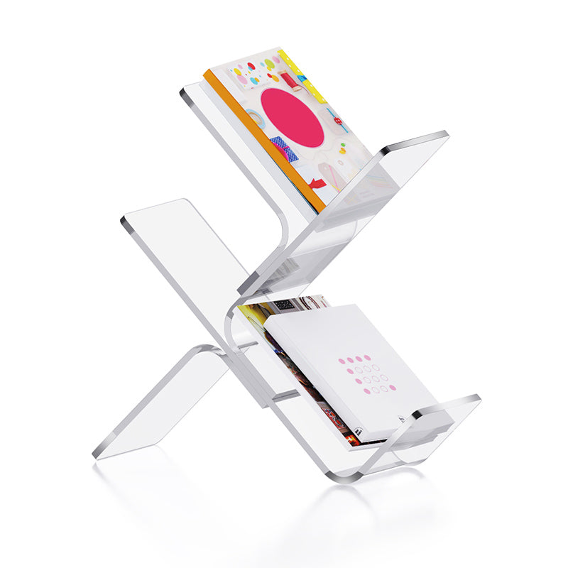 Modern Open Back Standard Bookshelf Acrylic Bookcase with Shelves for Study Room 24.4"L x 7.9"W x 23.2"H Clear Clearhalo 'Bookcases' 'furn' 'furn_bookcases' 'Furniture' 'Office Furniture' 7139044