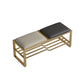 Modern Style Entryway Bench Cushioned Rectangle Metal Seating Bench Black Houndstooth Gold Clearhalo 'Benches' 'Chairs & Seating' 'furn' 'furn_benches' 'Furniture' 'Living Room Furniture' 7139055