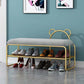Modern Metal Entryway Bench Cushioned Rectangle Shoe Storage Seating Bench 47"L x 13"W x 18"H Gray Gold Clearhalo 'Benches' 'Chairs & Seating' 'furn' 'furn_benches' 'Furniture' 'Living Room Furniture' 7139087