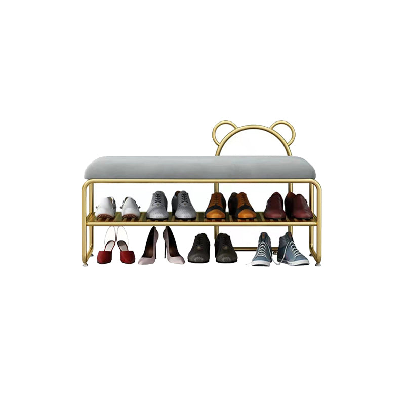 Modern Metal Entryway Bench Cushioned Rectangle Shoe Storage Seating Bench Gray Gold Clearhalo 'Benches' 'Chairs & Seating' 'furn' 'furn_benches' 'Furniture' 'Living Room Furniture' 7139088